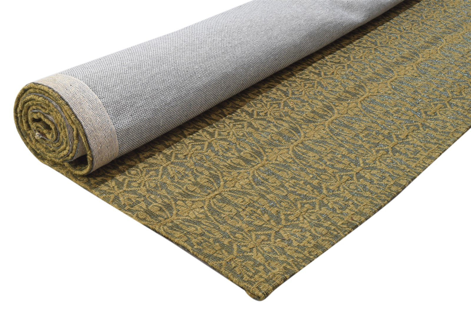 Jacquard Loom Gold Wool / Silk Rug 5X7 Modern French Trellis Room Size Carpet 7864177557653