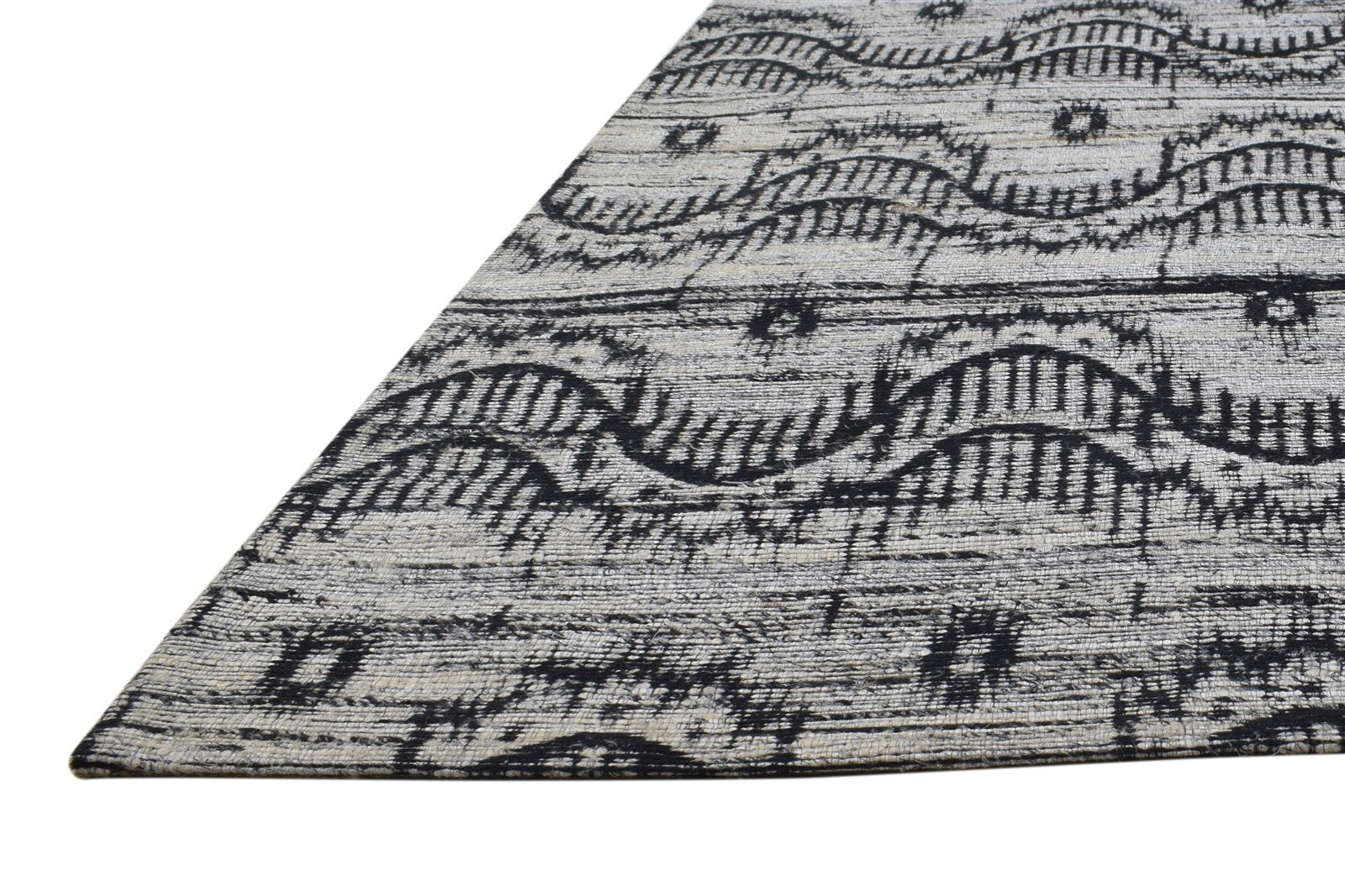 Jacquard Loom Grey Jute Rug 5X8 Modern Scandinavian Abstract Room Size Carpet 7864477188245
