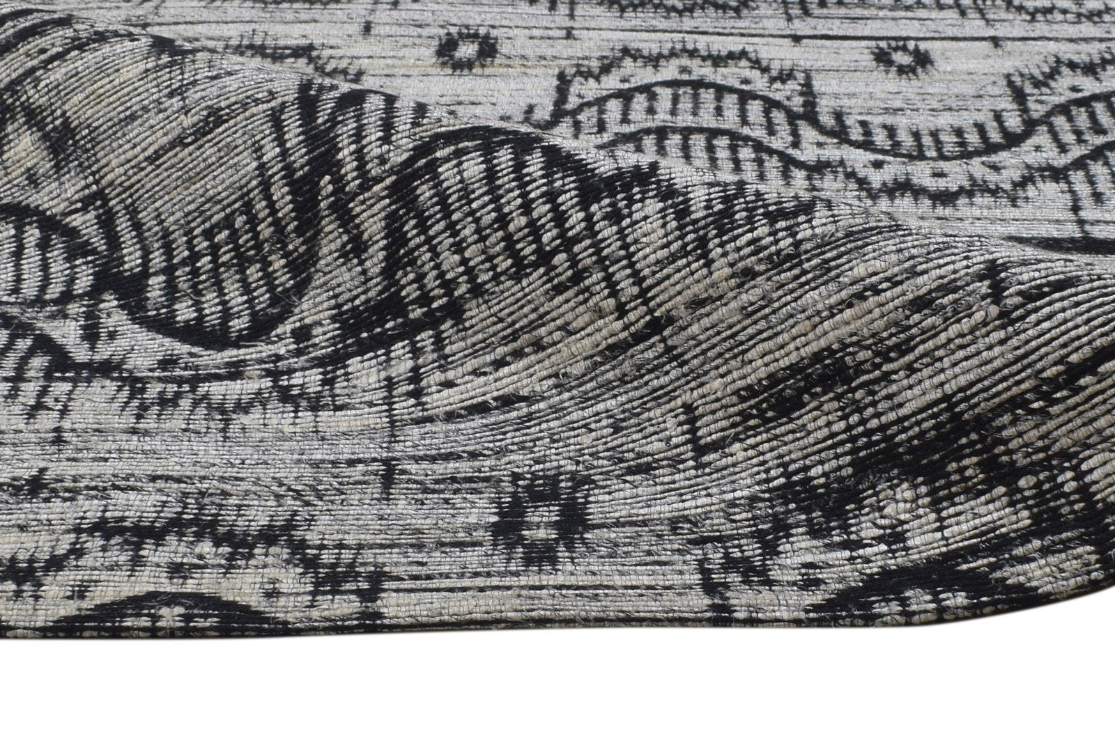 Jacquard Loom Grey Jute Rug 5X8 Modern Scandinavian Abstract Room Size Carpet 7864477188245