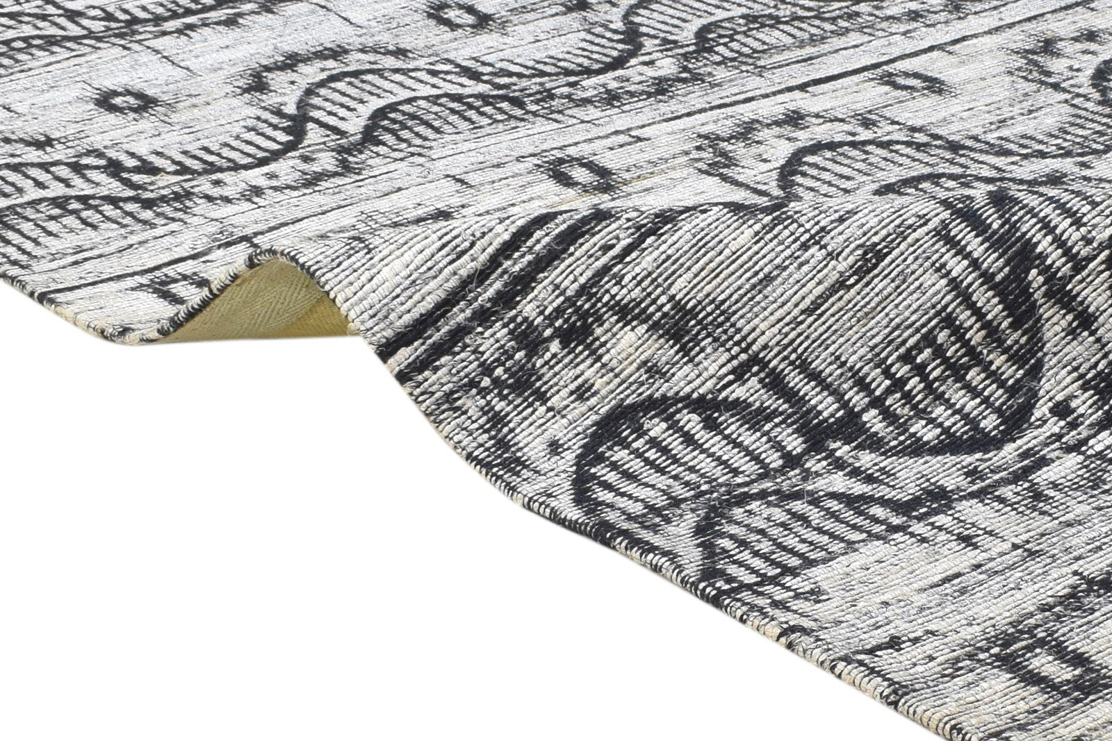 Jacquard Loom Grey Jute Rug 5X8 Modern Scandinavian Abstract Room Size Carpet 7864477188245