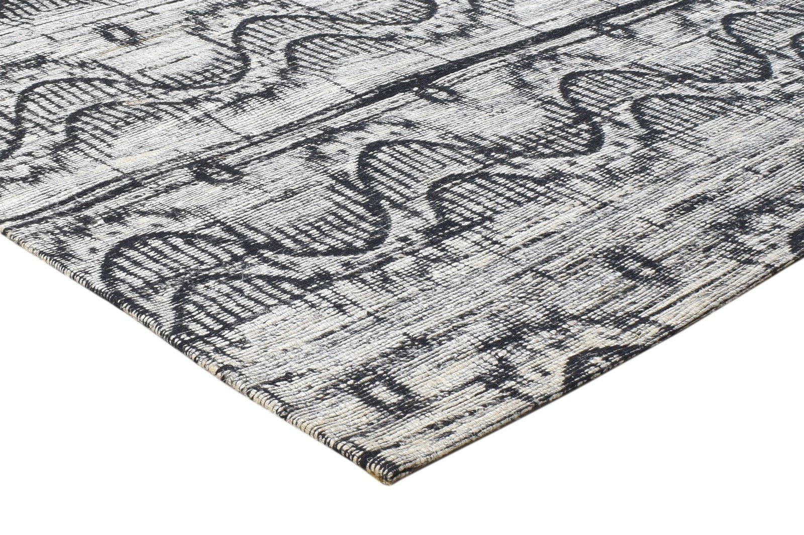 Jacquard Loom Grey Jute Rug 5X8 Modern Scandinavian Abstract Room Size Carpet 7864477188245