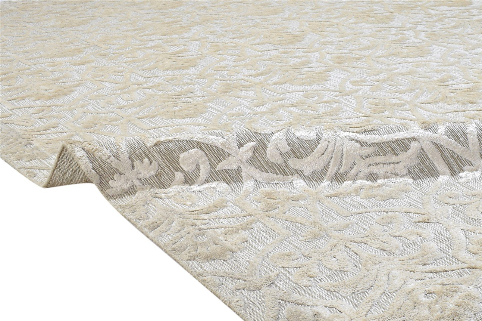 Jacquard Loom Grey Silk Rug 6' X 9' Modern French Damask Room Size Carpet 7864311971989