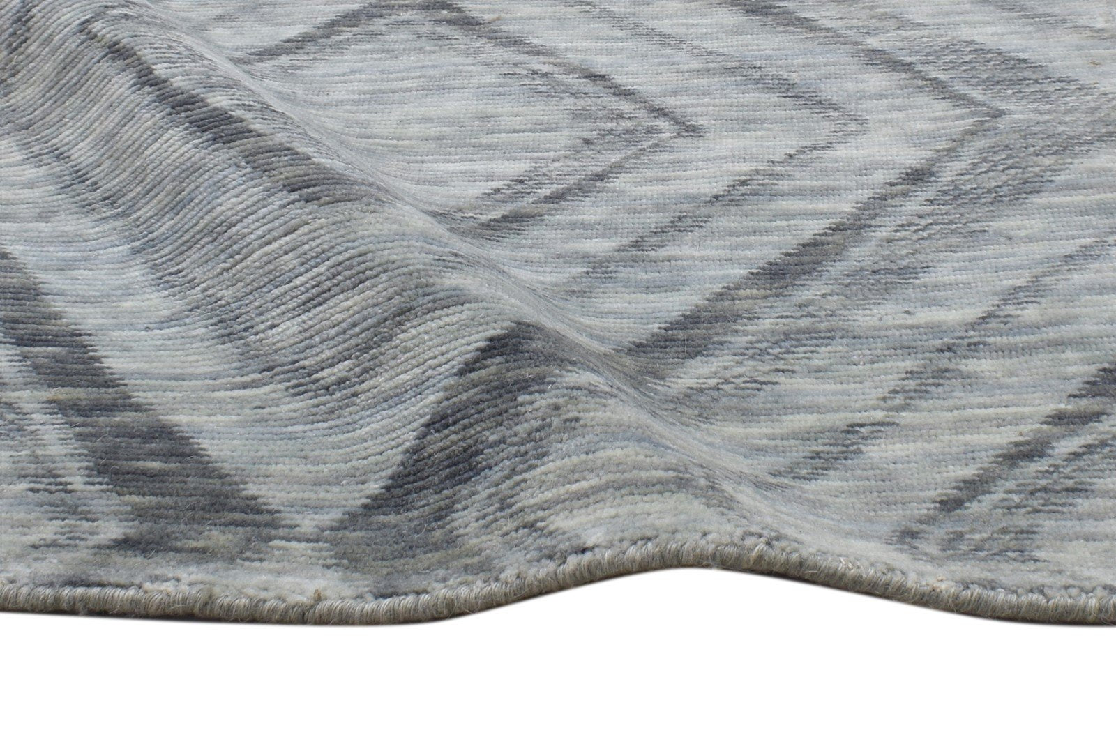 Jacquard Loom Grey Wool Silk Rug 2' X 8' Modern Moroccan Trellis Small Runner 7864146264213