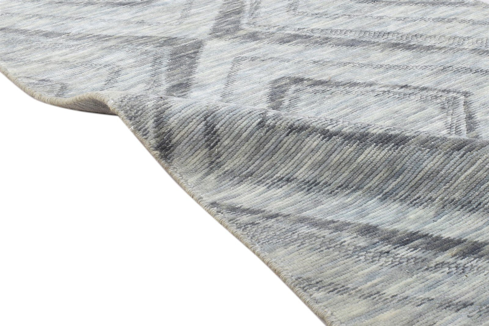 Jacquard Loom Grey Wool Silk Rug 2' X 8' Modern Moroccan Trellis Small Runner 7864146264213