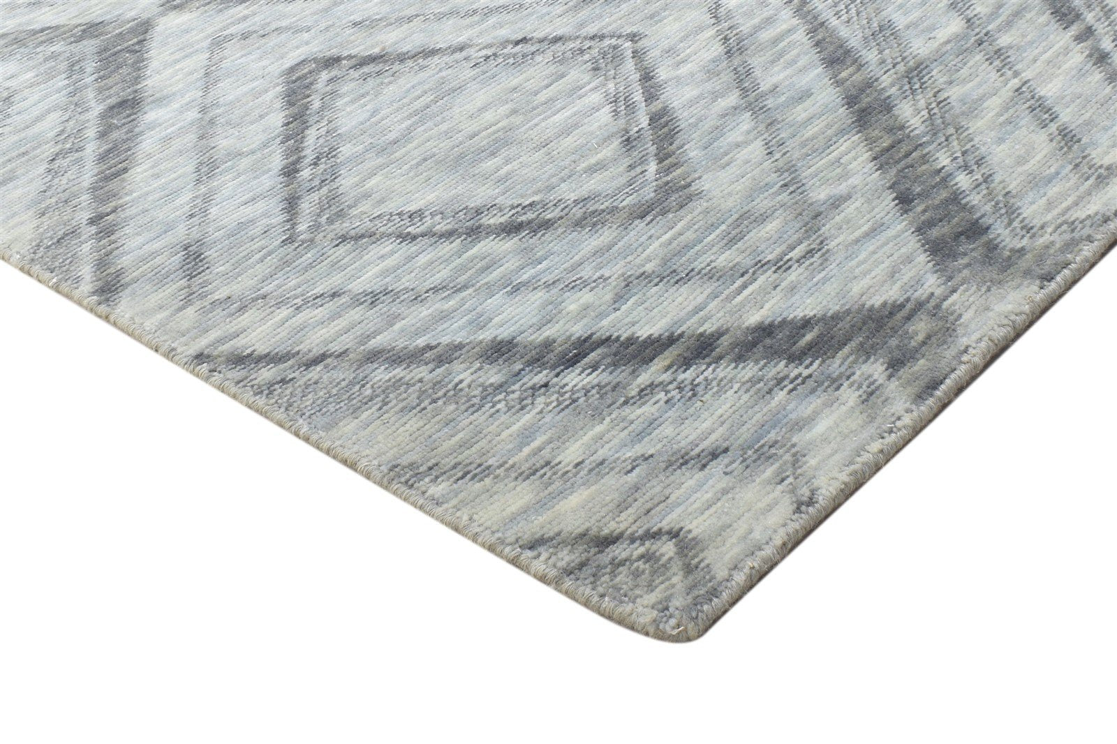 Jacquard Loom Grey Wool Silk Rug 2' X 8' Modern Moroccan Trellis Small Runner 7864146264213