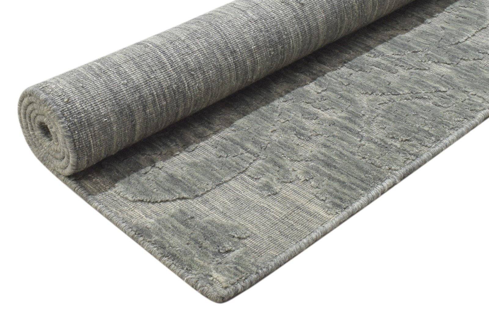 Jacquard Loom Grey Wool Silk Rug 3' X 5' Modern French Damask Small Carpet 7864146591893