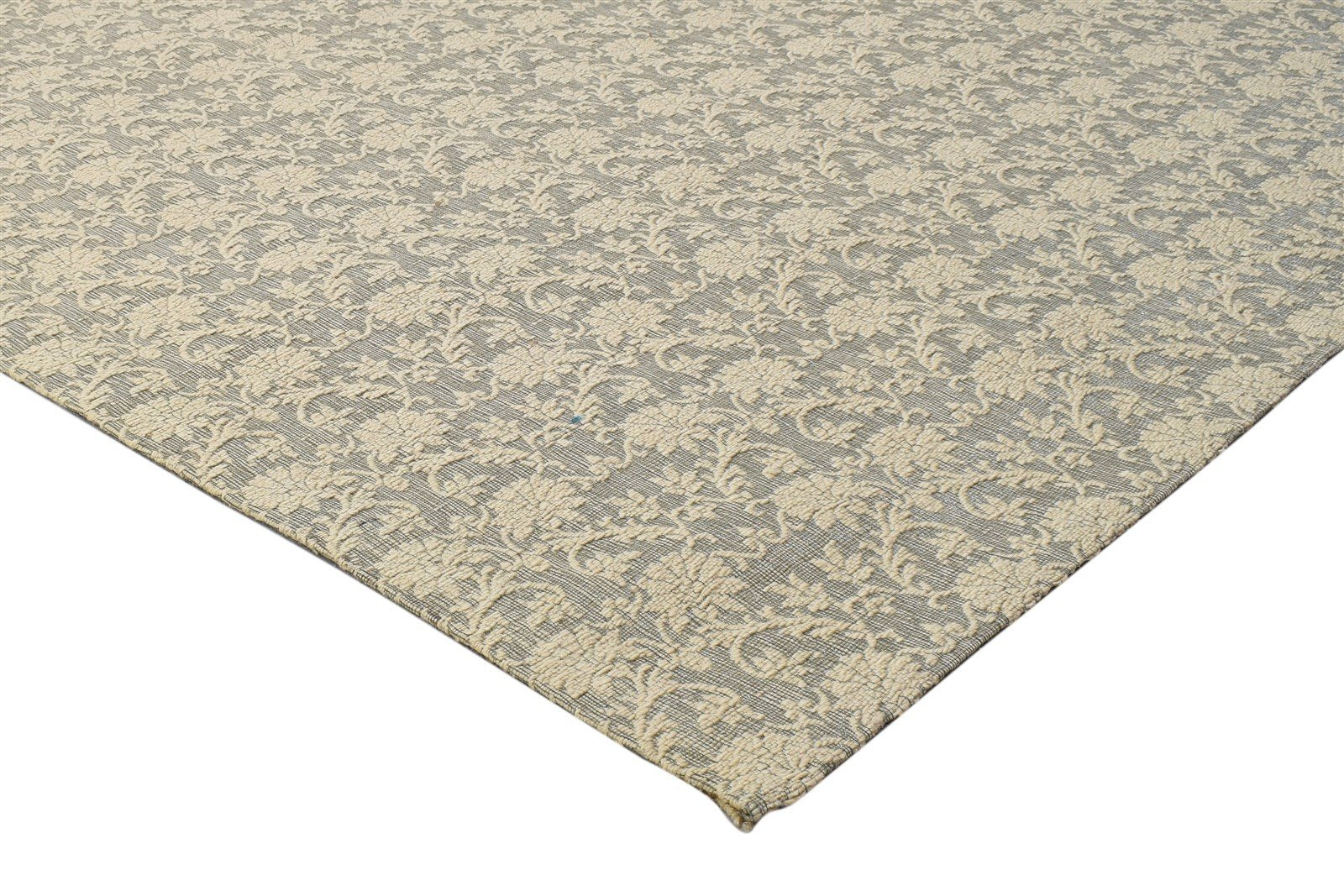 Jacquard Loom Grey Wool / Silk Rug 5X7 Modern French Floral Room Size Carpet 7864178835605
