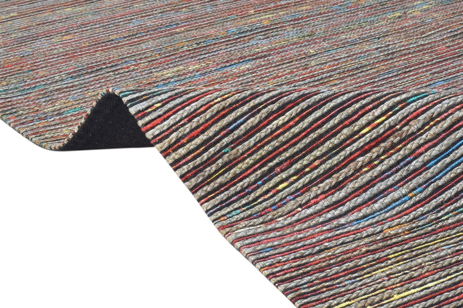 Tallou Jacquard Loom Multi Color Polyester Rug 5X7 Modern Scandinavian Striped 7865007243413