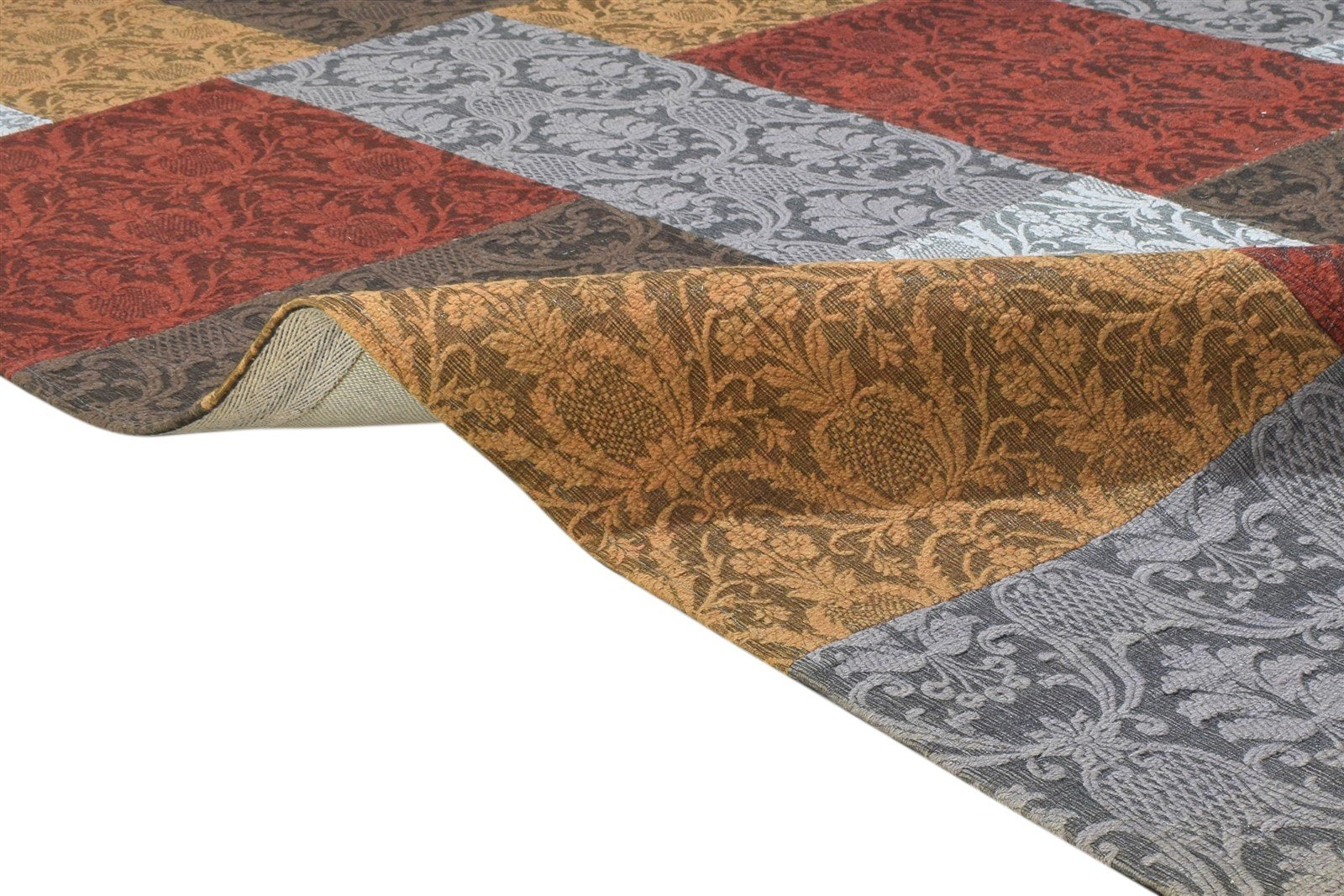 Jacquard Loom Multi Color Wool / Silk Rug 5X8 Modern Bohemian Damask Room Size 7864178180245