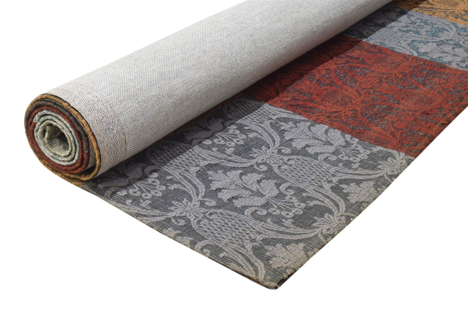 Jacquard Loom Multi Color Wool / Silk Rug 5X8 Modern Bohemian Damask Room Size 7864178180245