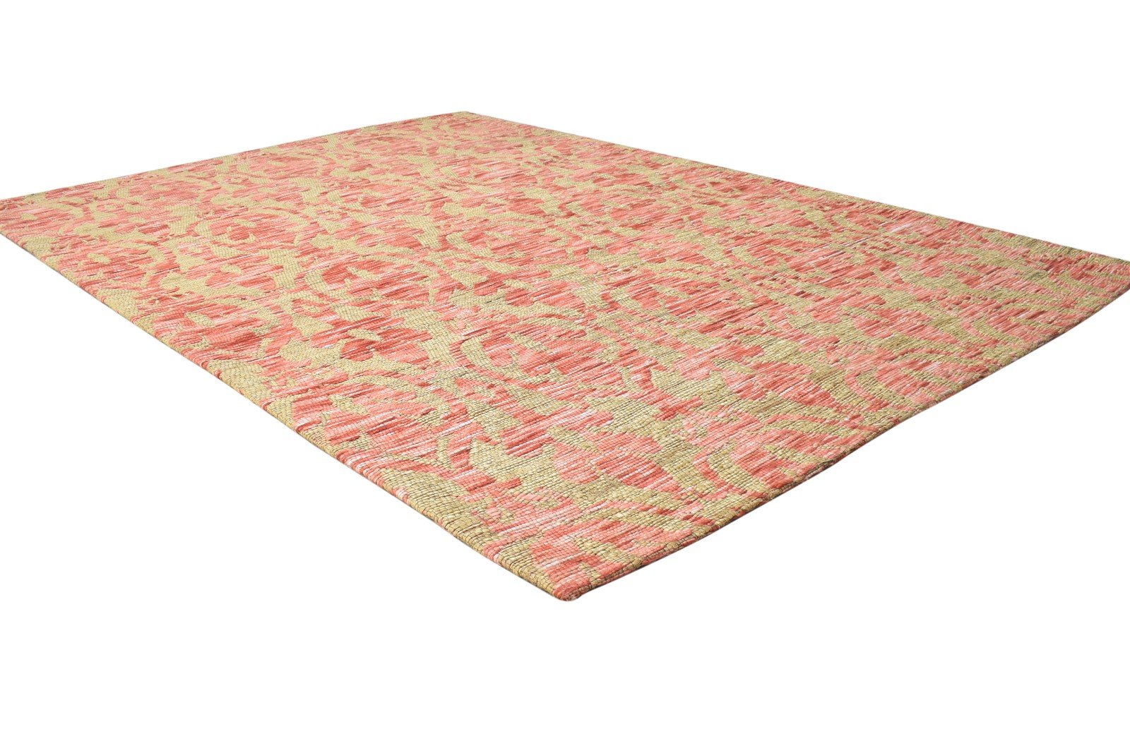 Jacquard Loom Pink Jute / Silk Rug 4X6 Modern French Damask Room Size Carpet 7864476565653
