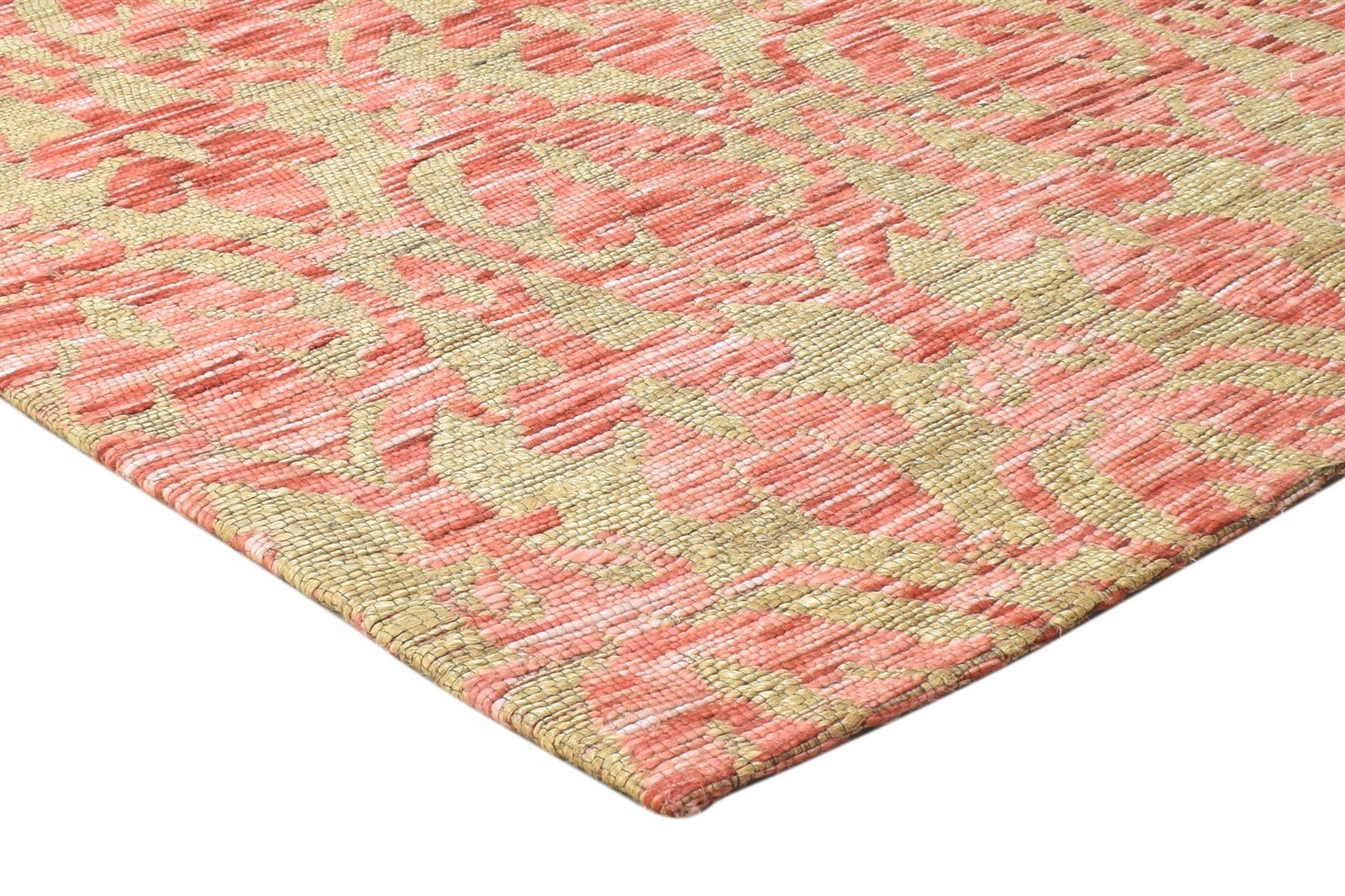 Jacquard Loom Pink Jute / Silk Rug 4X6 Modern French Damask Room Size Carpet 7864476565653