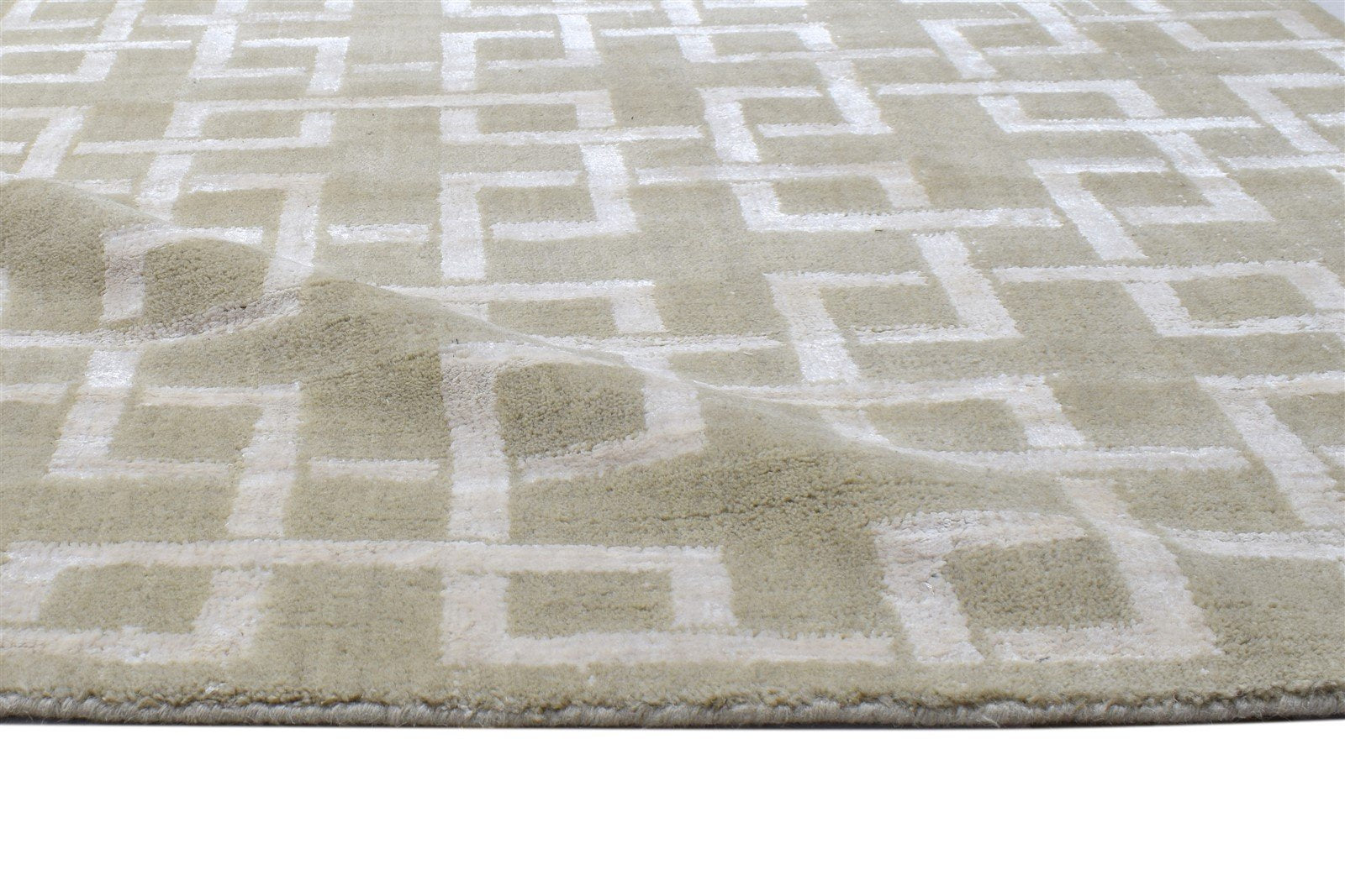 Jacquard Loom Sand Wool Silk Rug 4X6 Modern Scandinavian Geometric Room Size 7864145641621