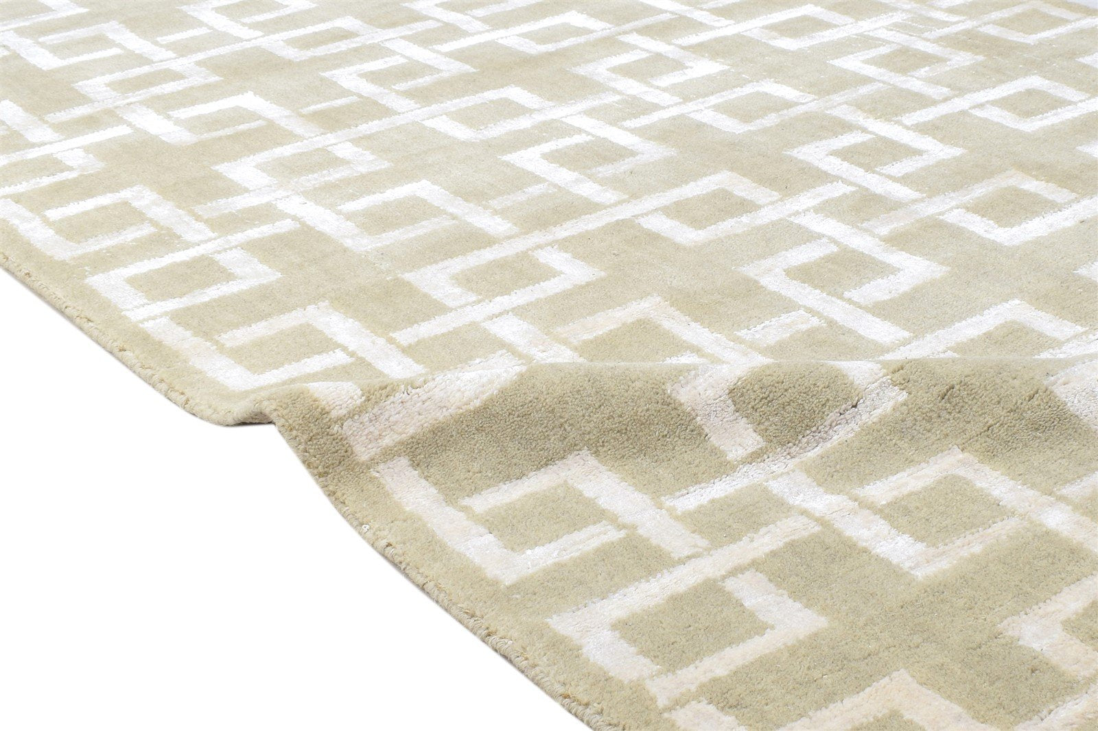 Jacquard Loom Sand Wool Silk Rug 4X6 Modern Scandinavian Geometric Room Size 7864145641621
