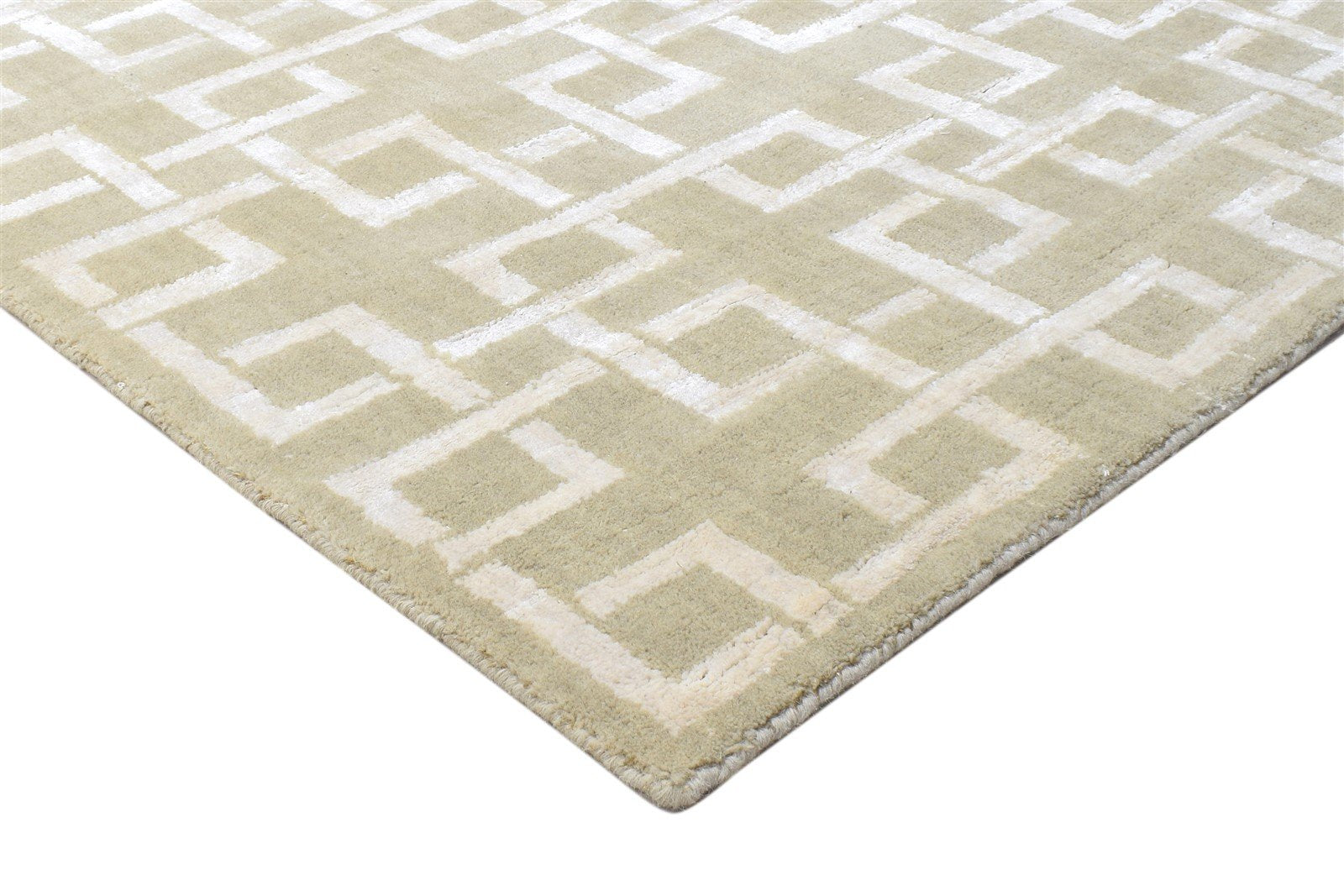 Jacquard Loom Sand Wool Silk Rug 4X6 Modern Scandinavian Geometric Room Size 7864145641621