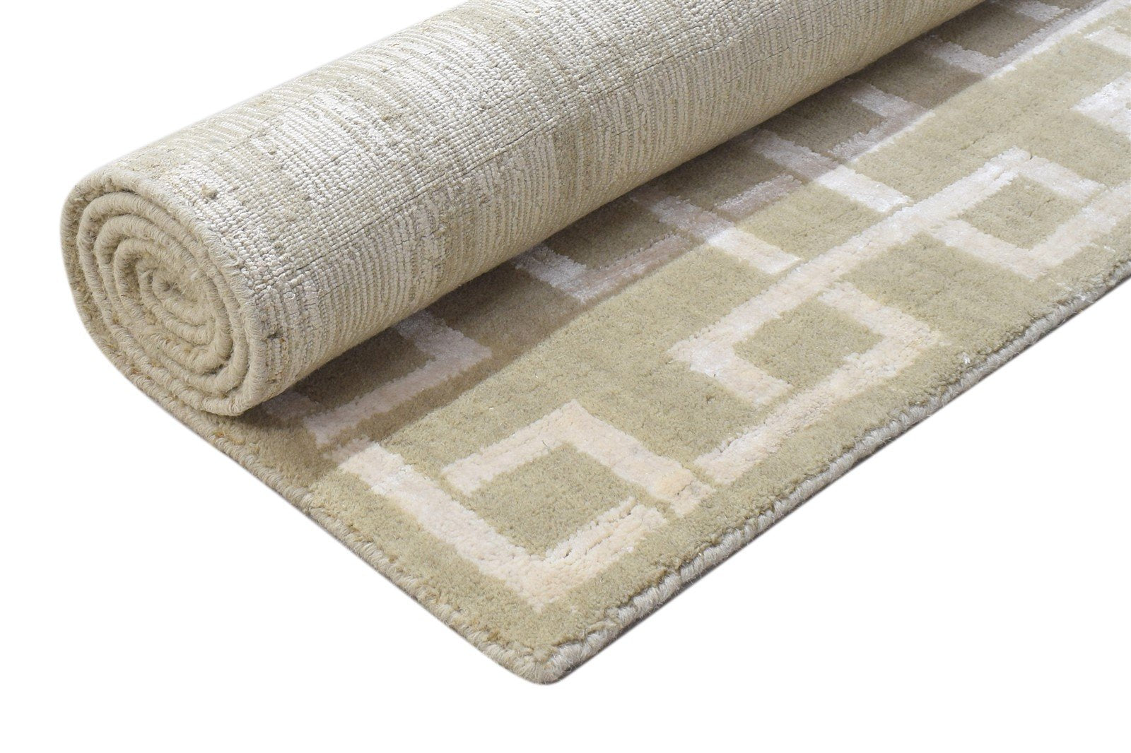 Jacquard Loom Sand Wool Silk Rug 4X6 Modern Scandinavian Geometric Room Size 7864145641621