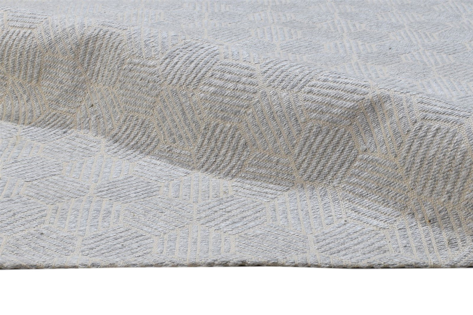 Jacquard Loom Silver Silk Rug 5X7 Modern Scandinavian Geometric Room Size Carpet 7864472043669
