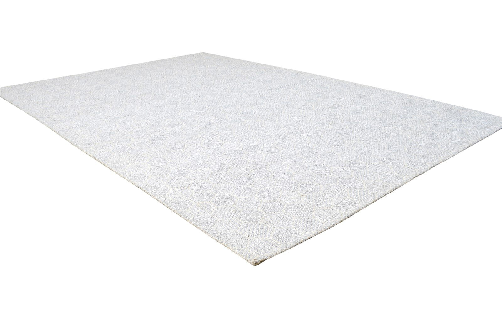 Jacquard Loom Silver Silk Rug 5X7 Modern Scandinavian Geometric Room Size Carpet 7864472043669