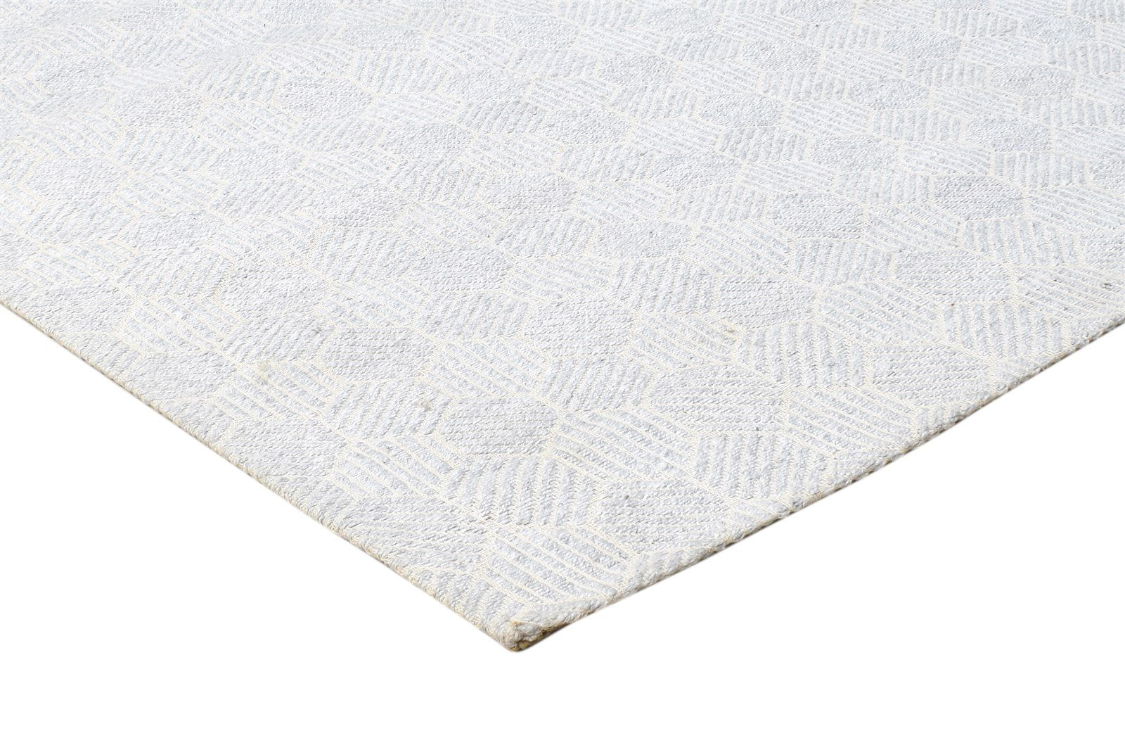 Jacquard Loom Silver Silk Rug 5X7 Modern Scandinavian Geometric Room Size Carpet 7864472043669