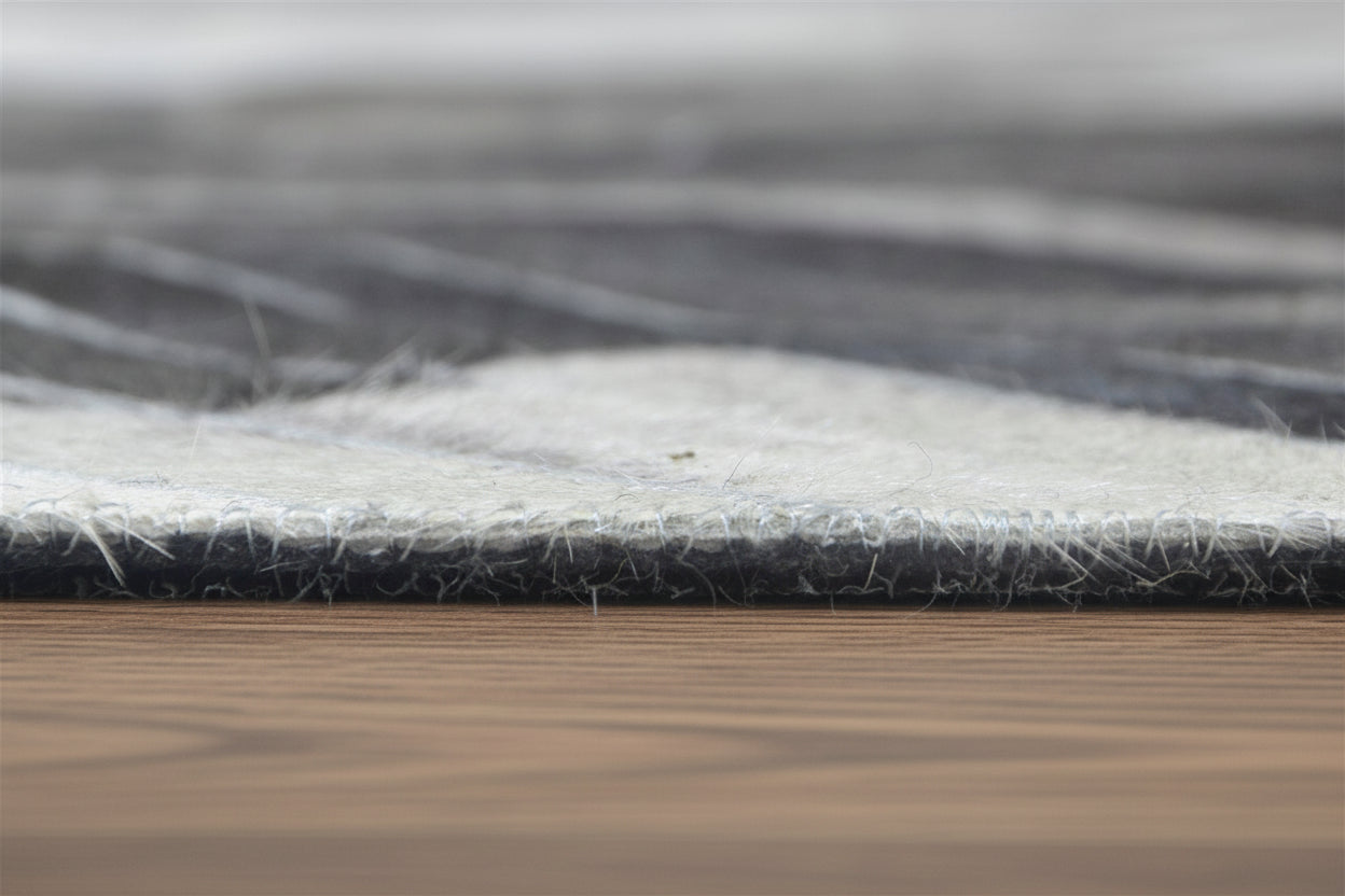 Jami Gray Charcoal Sunburst Handmade Leather Rug | Patchwork Abstract Cowhide Area Rug 7864502190229