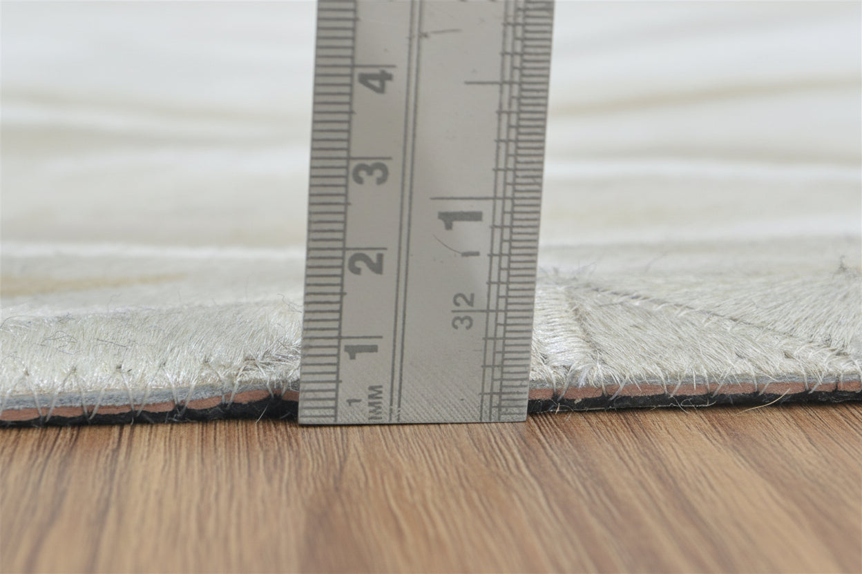 Jannel Handmade Off White Leather Rug - Modern Hand Woven Scandinavian Geometric 7864252530837