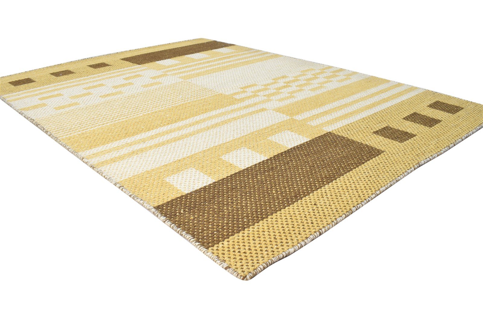 Jillana Wool Gold Rug 5X6 Southwestern Jacquard Loom American Tribal   7865004982421