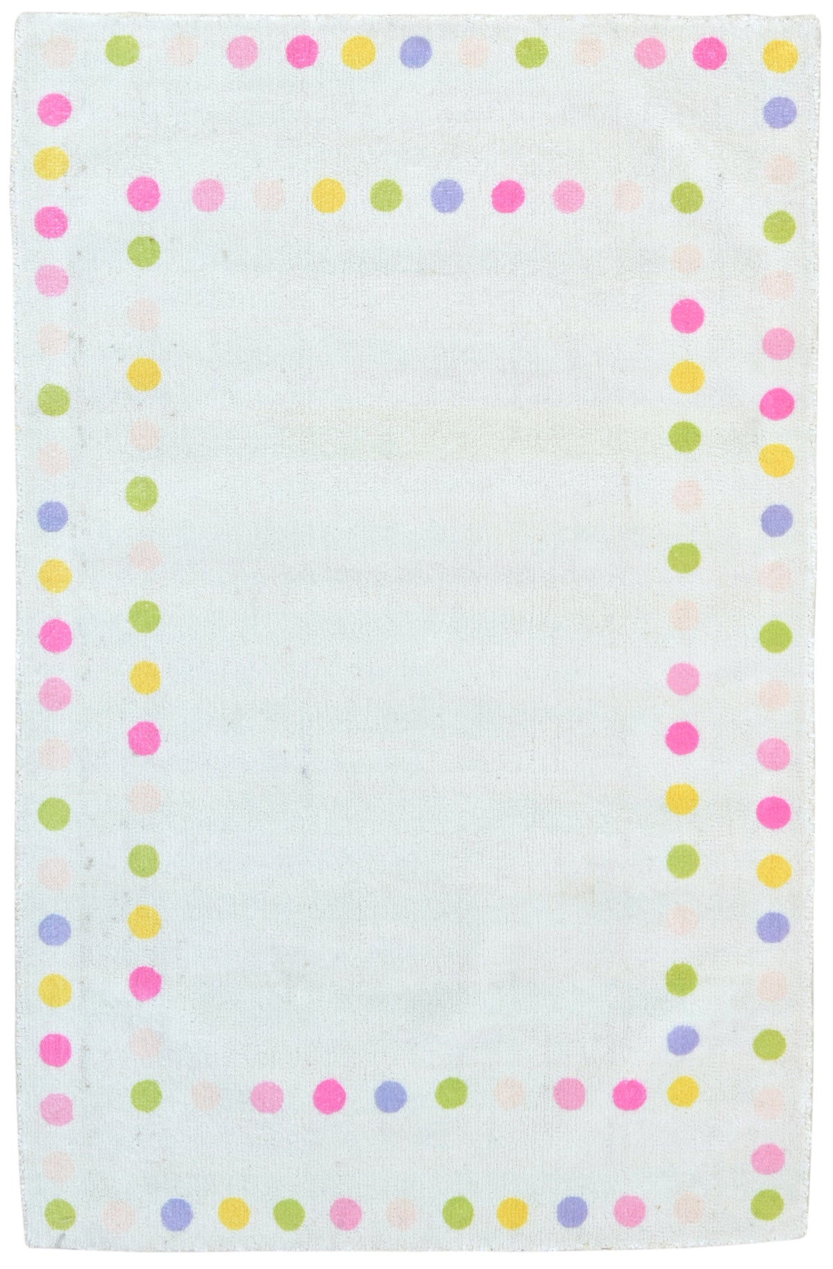 Joie Border Polka Dot Handmade Off White Nursery Rug – Modern Scandinavian Multicolor Dot 9126189170837