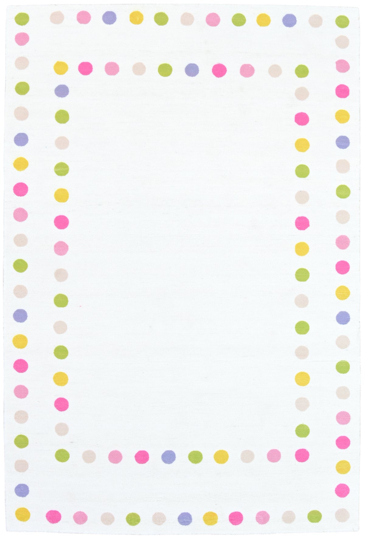 Joie Border Polka Dot Handmade White Nursery Rug – Modern Scandinavian Multicolor Dot 9081825919125