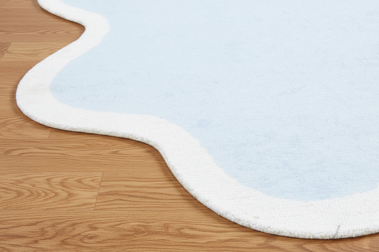 Joie Cloud Shape Handmade Sky Blue Kids Area Rug | Playroom Soft Nursery Rug 9081804914837