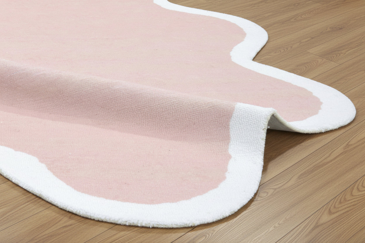 Joie Cloud Wavy Handmade Pink Kid's Area Rug - Modern Abstract Soft Nursery Blob Rug 9081808978069