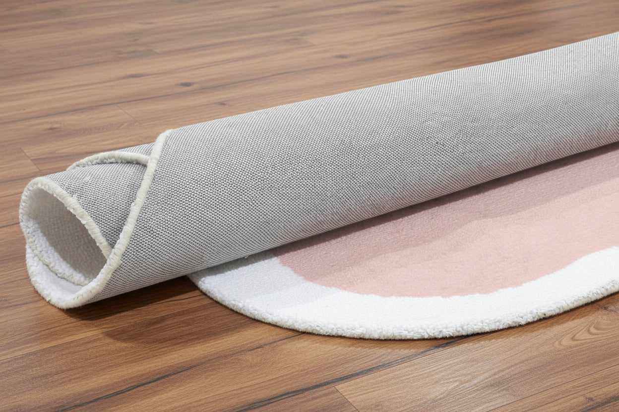 Joie Cloud Wavy Handmade Pink Kid's Area Rug - Modern Abstract Soft Nursery Blob Rug 9081808978069