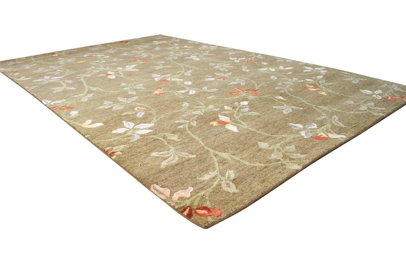 Jonell Brown Wool / Silk Rug 6X9 Modern Hand Knotted French Floral 7865094733973