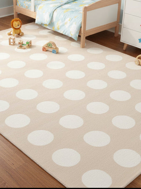 Juni Polka Dot Beige Handmade Kids Nursery Plush Soft Rug 9007110979733