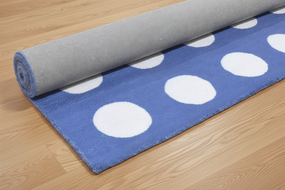 Juni Polka Dot Blue Handmade Kids Nursery Plush Soft Rug 9123613278357