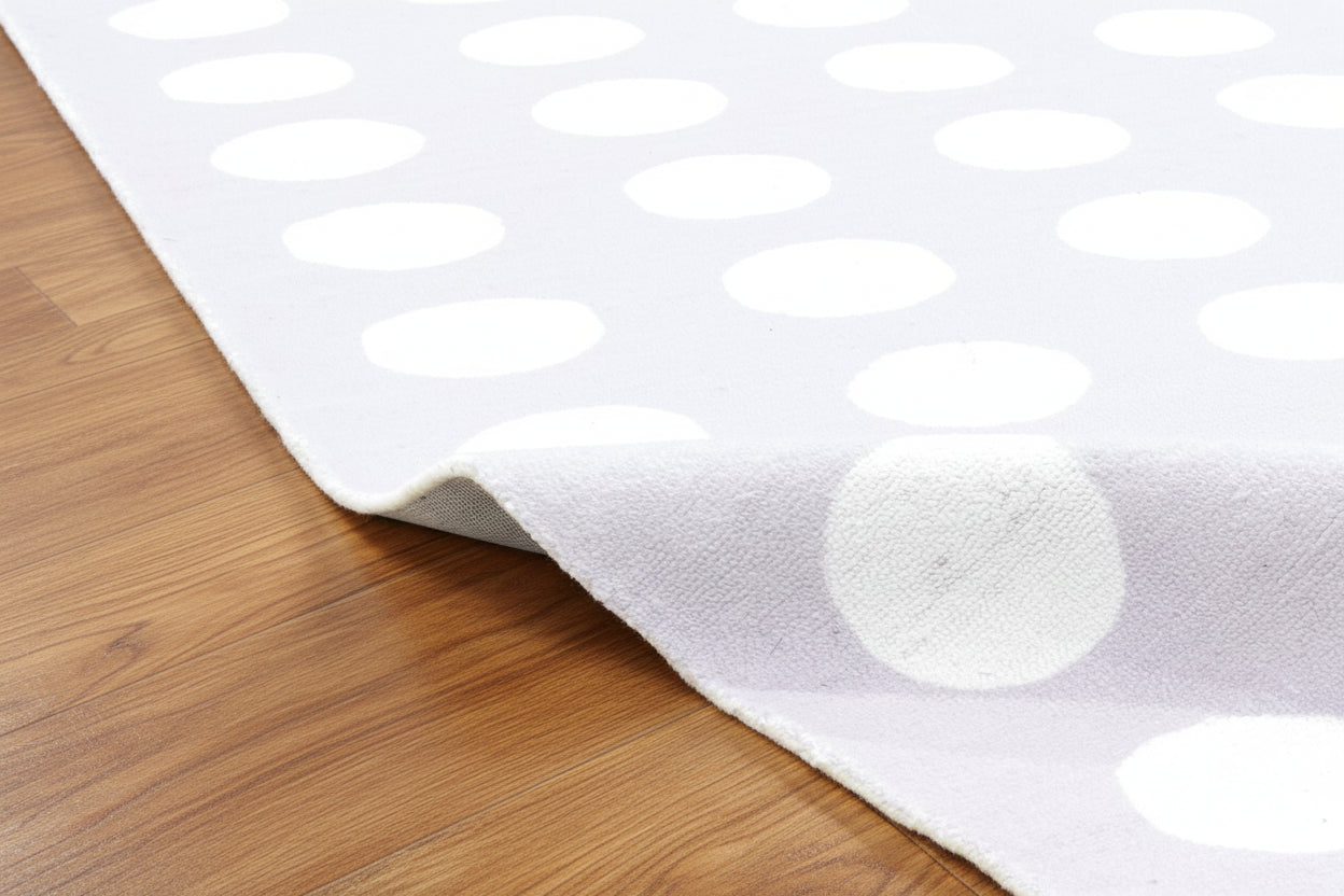 Juni Polka Dot Lavender Gray Handmade Kids Nursery Plush Soft Rug 9013016264853