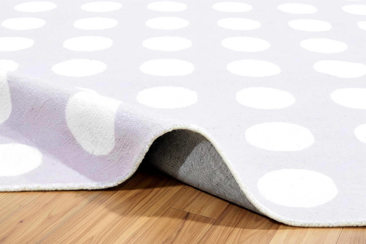 Juni Polka Dot Lavender Gray Handmade Kids Nursery Plush Soft Rug 9013016264853