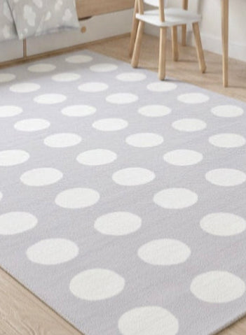 Juni Polka Dot Lavender Gray Handmade Kids Nursery Plush Soft Rug 9013016264853