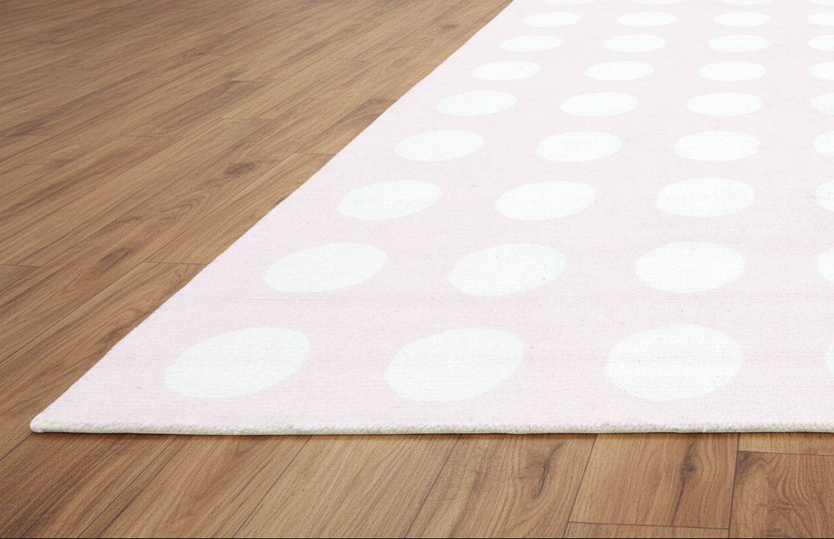 Juni Polka Dot Pink Handmade Kids Nursery Plush Soft Rug 9124955914389