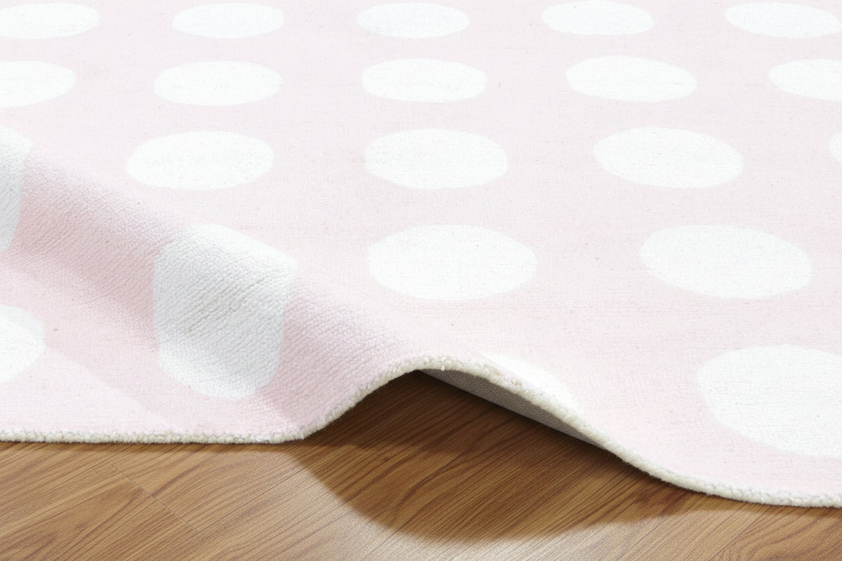 Juni Polka Dot Pink Handmade Kids Nursery Plush Soft Rug 9124955914389