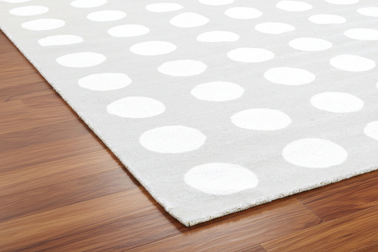 Juni Polka Dot Silver Handmade Kids Nursery Plush Soft Rug 9014489743509