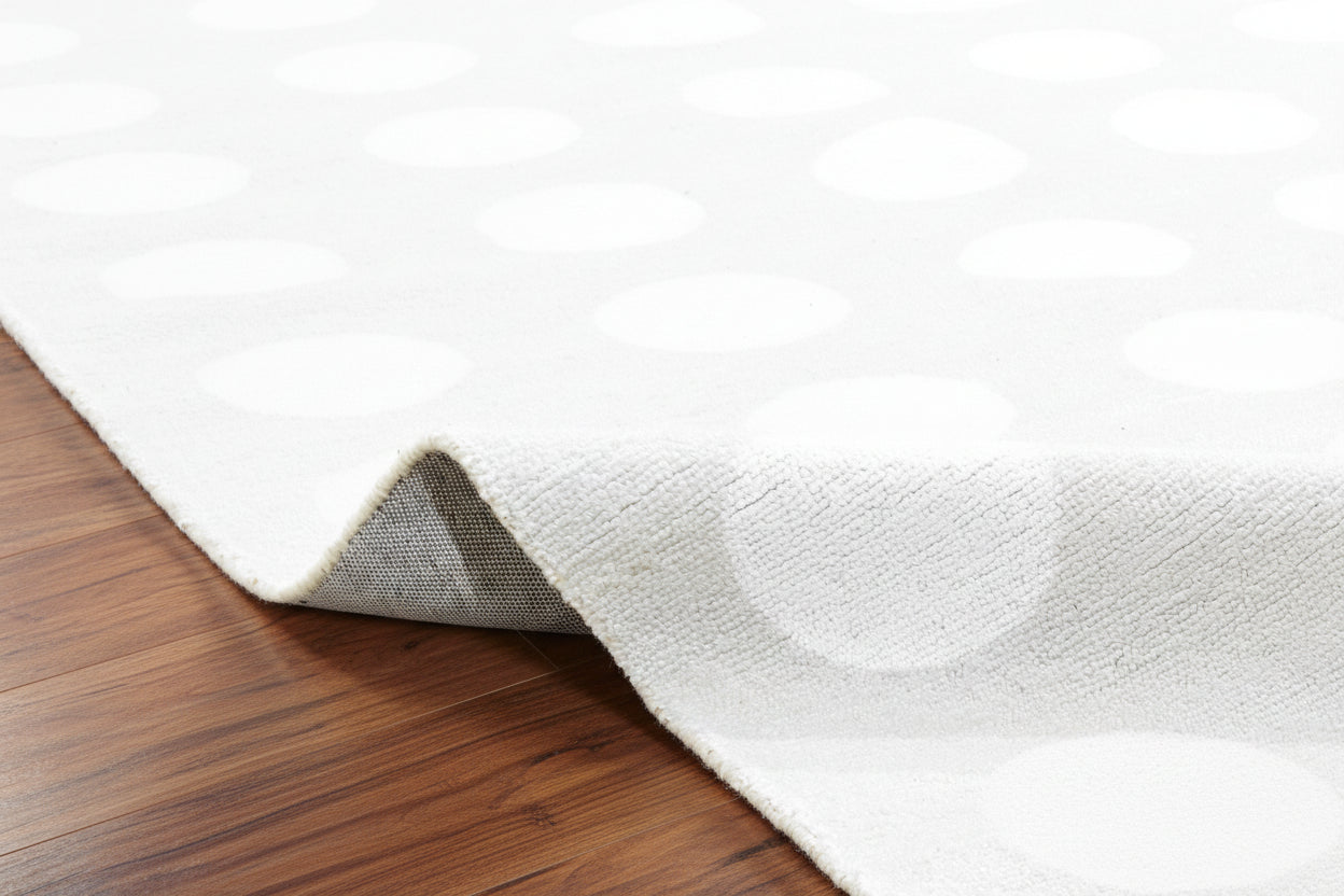 Juni Polka Dot Silver Handmade Kids Nursery Plush Soft Rug 9014489743509