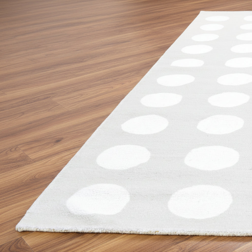 Juni Polka Dot Silver Handmade Kids Nursery Plush Soft Rug 9014489743509