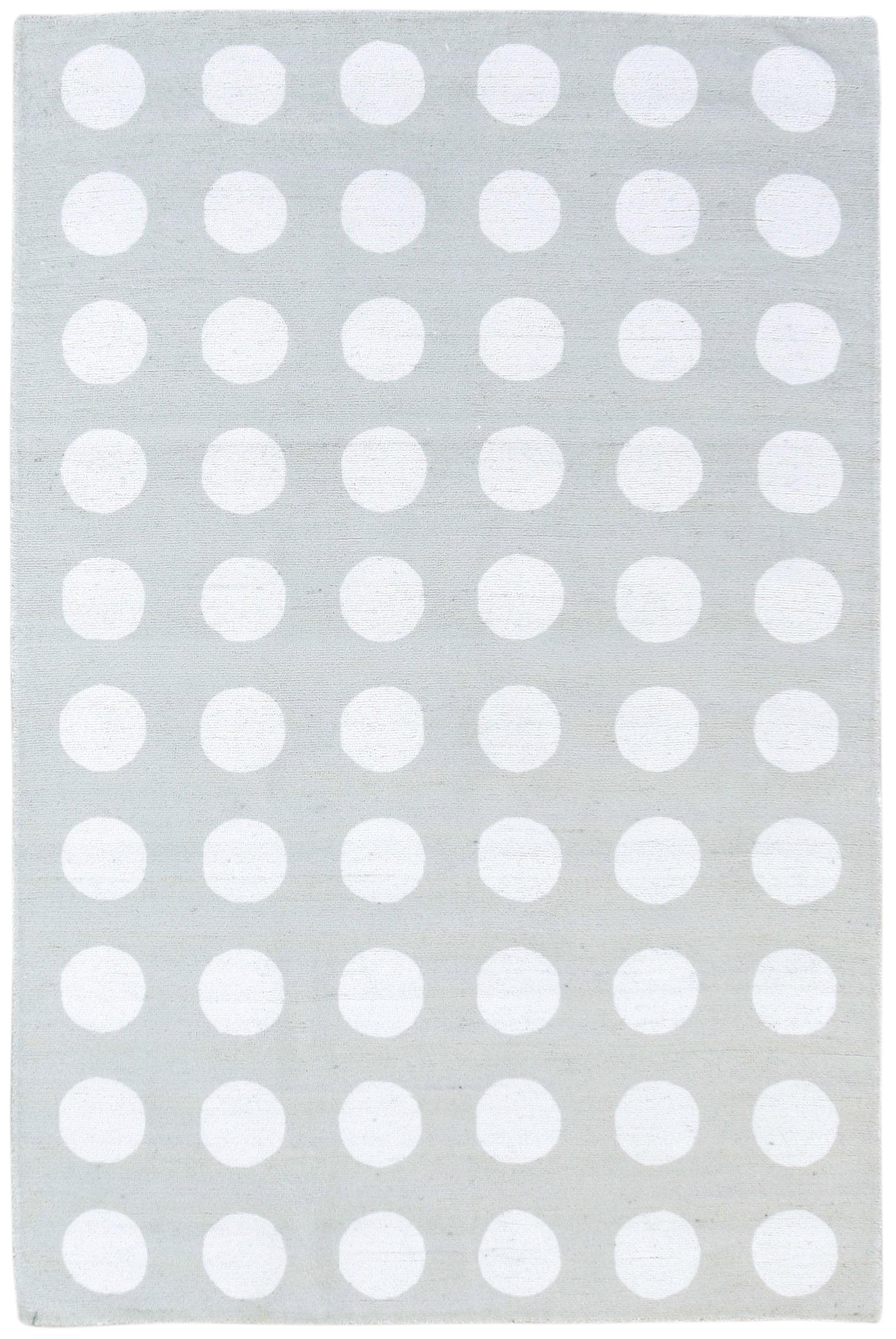 Juni Polka Dot Silver Handmade Kids Nursery Plush Soft Rug 9014489743509