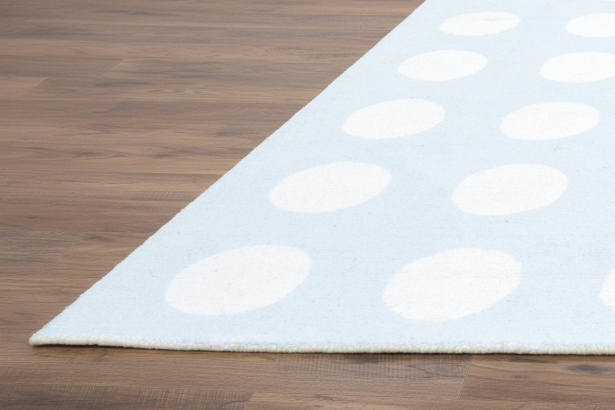 Juni Polka Dot Sky Blue Handmade Kids Nursery Plush Soft Rug 9125656756373