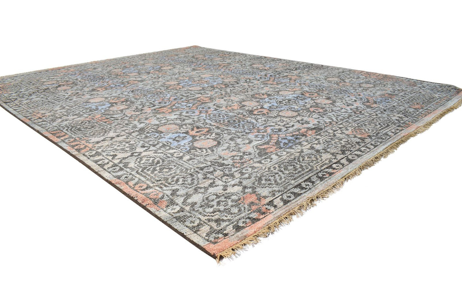 Juno Hand-Knotted Brown Colorful Modern Multicolor Floral Wool Persian Rug 8881746378901