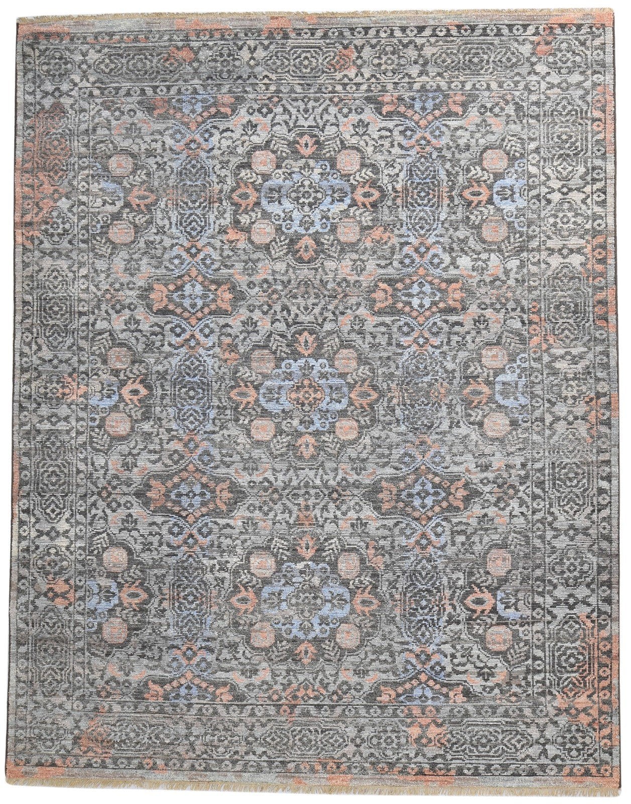 Juno Hand-Knotted Brown Colorful Modern Multicolor Floral Wool Persian Rug 8881746378901