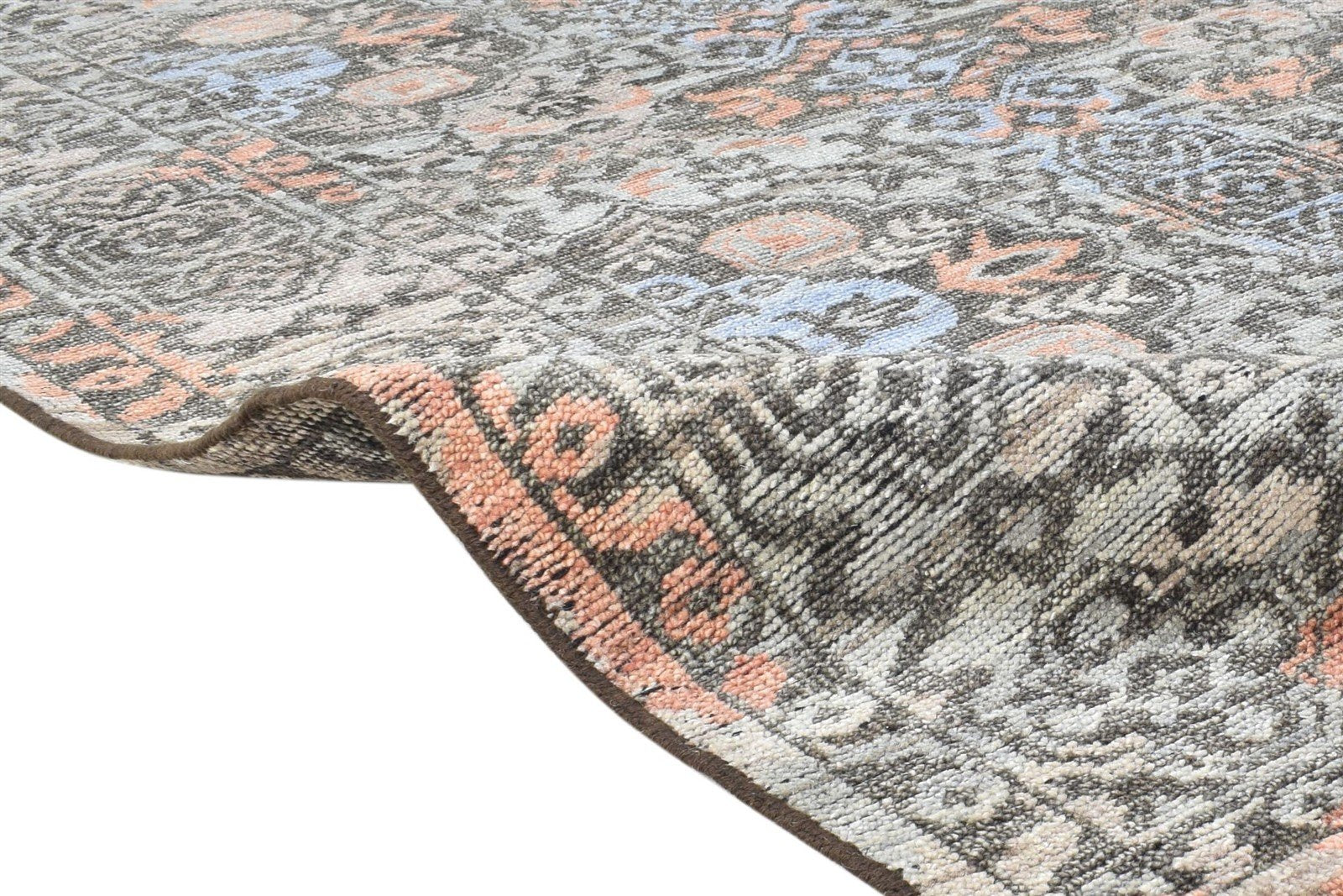 Juno Hand-Knotted Brown Colorful Modern Multicolor Floral Wool Persian Rug 8881746378901