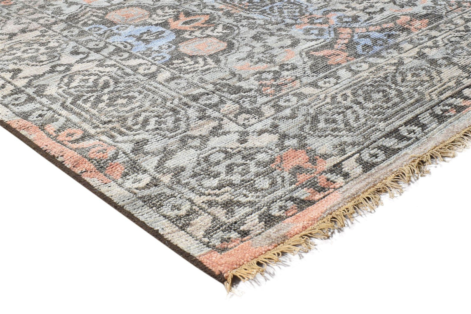 Juno Hand-Knotted Brown Colorful Modern Multicolor Floral Wool Persian Rug 8881746378901