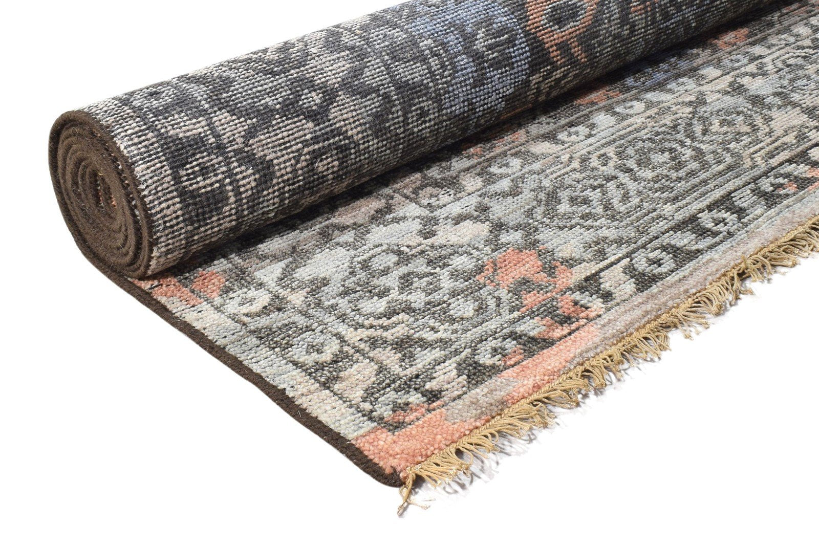 Juno Hand-Knotted Brown Colorful Modern Multicolor Floral Wool Persian Rug 8881746378901