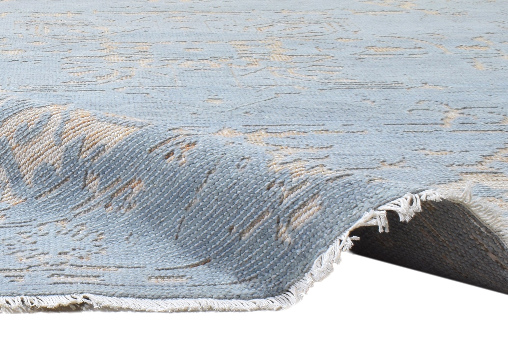 Justin Blue Hand-Knotted Wool Modern Heriz Serapi Abstract Rug 8908499288213